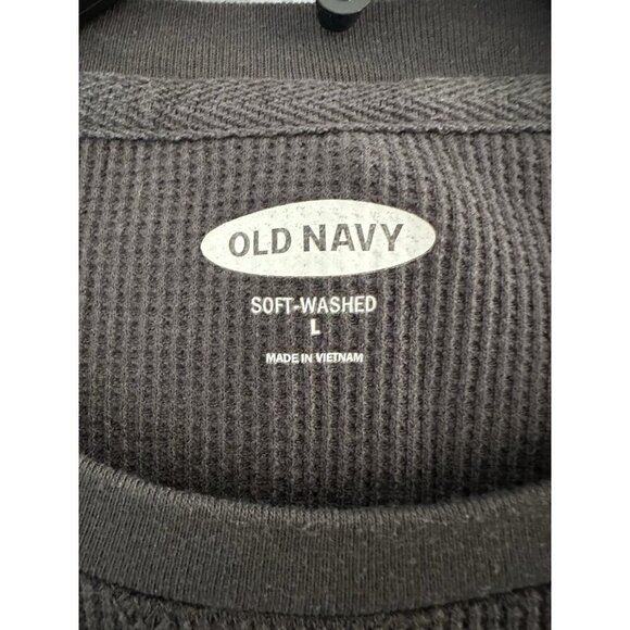 Old Navy Men's Soft-Washed Thermal Waffle Knit T-Shirt L Dark Gray Crew Comfy - Picture 4 of 9